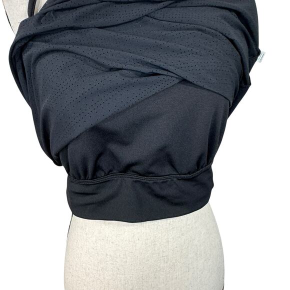 Athleta X-Large Full Force 2-in-1 Tank Top Perforated Criss-Cross Stretch Black - Picture 3 of 10